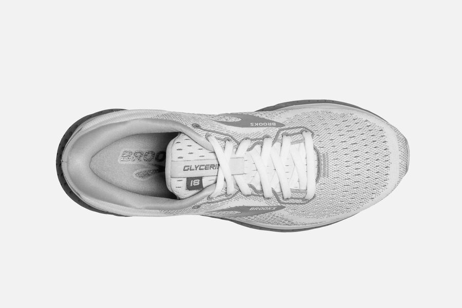 Brooks Glycerin 18 Road Running Shoes Womens White/Grey 659278-BWR